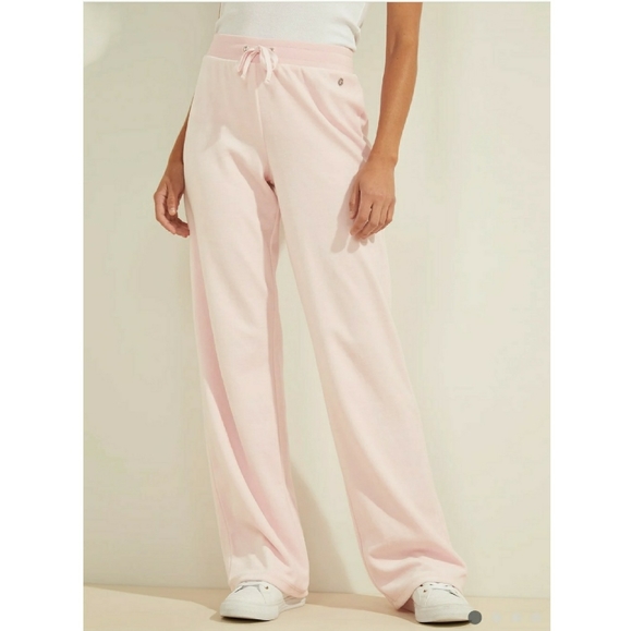 Guess Pants - GUESS Pink Velour Logo Pants! NWOT!